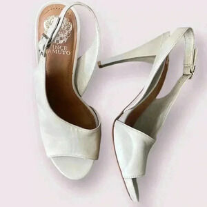 Vince Camuto Sling Back Heels | Size 8 | Light Grey Leather